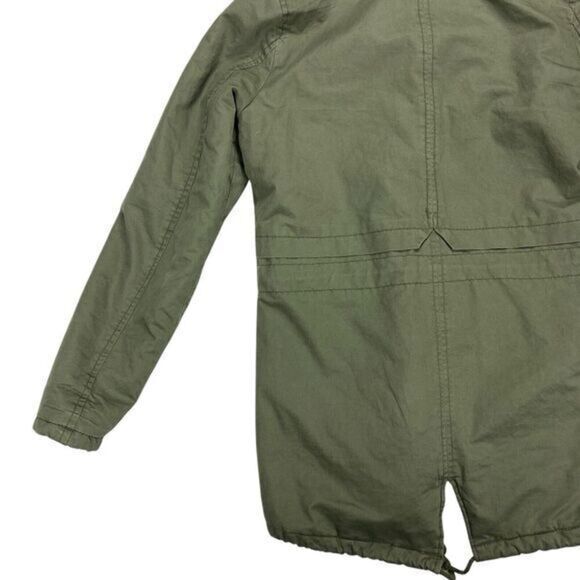 Miss London Jacket Womens S Green Utility Cinch Waist Lined Pockets Preppy Coat - Picture 7 of 16